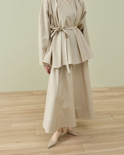 Paper Gabardin Çok Volanlı Dove Ceket Bej - Aybikestil (1)
