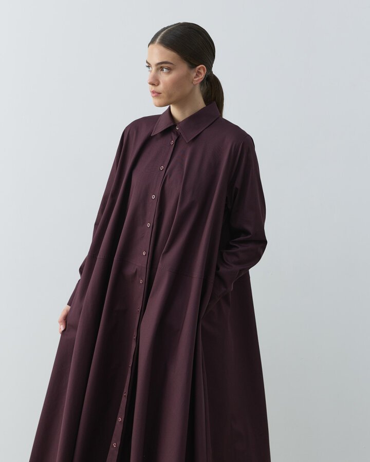 Paper Gabardin Geniş Gömlek Elbise Mürdüm - Aybikestil (1)