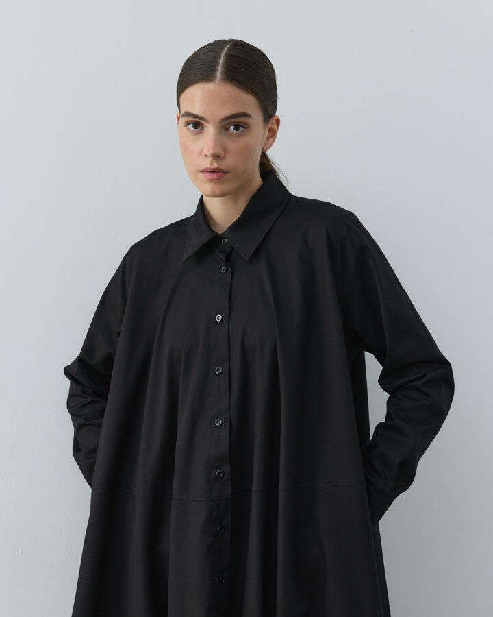 Paper Gabardin Geniş Gömlek Elbise Siyah - Aybikestil (1)