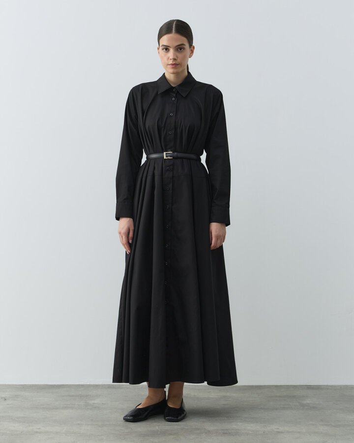Paper Gabardin Geniş Gömlek Elbise Siyah