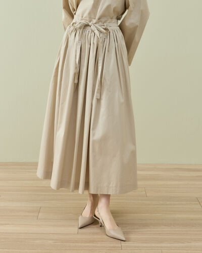 Paper Gabardin Glory Büzgülü Balon Etek Bej 