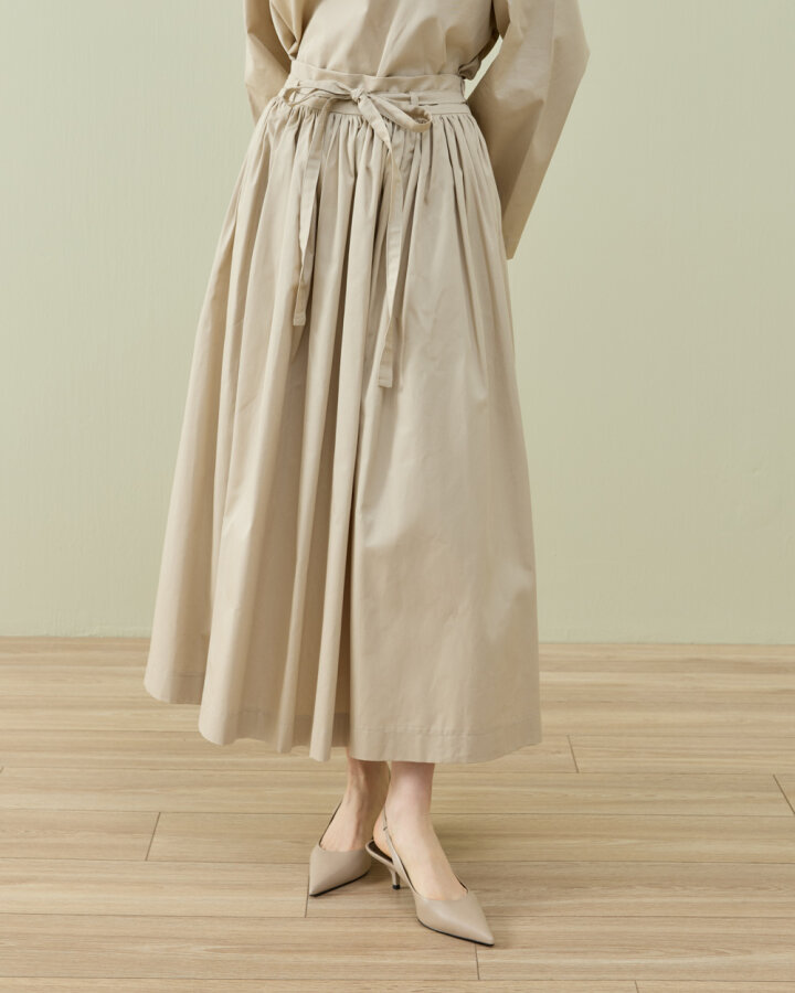 Paper Gabardin Glory Büzgülü Balon Etek Bej