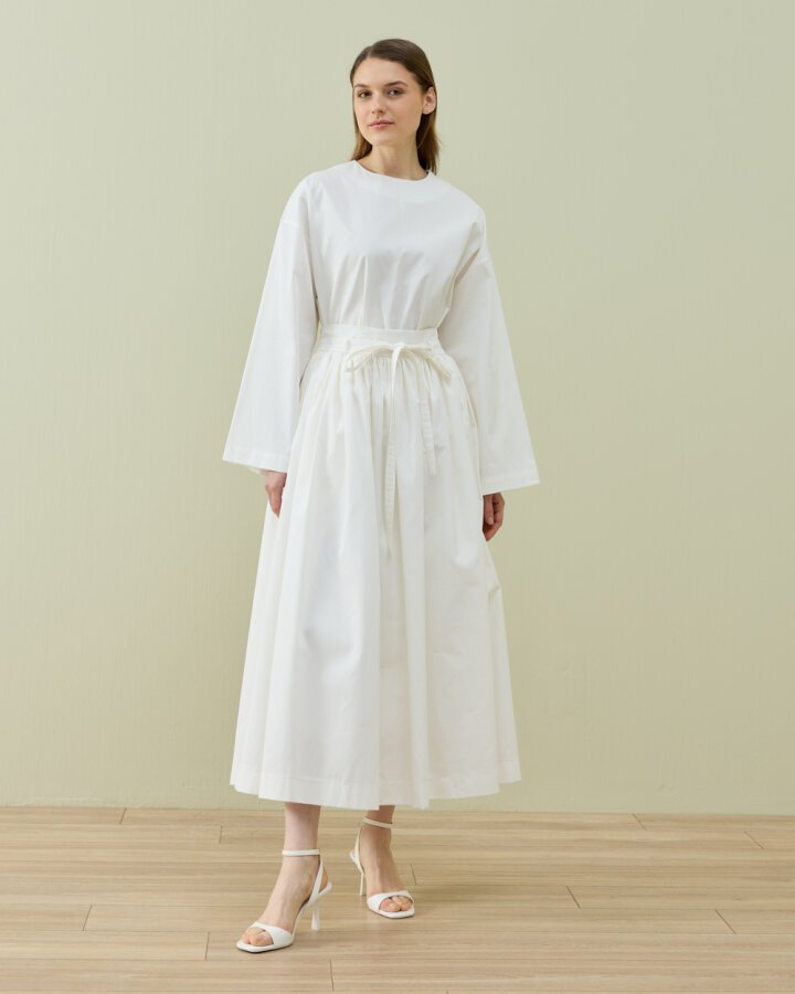 Paper Gabardin Glory Büzgülü Balon Etek Ekru - Aybikestil (1)