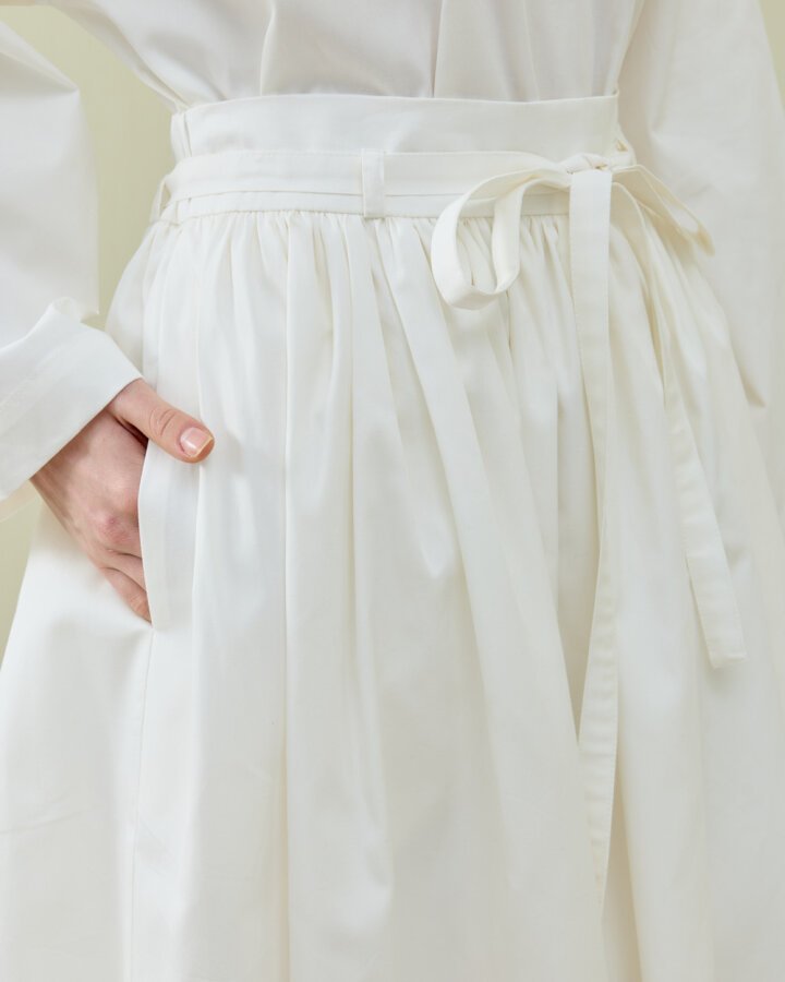 Paper Gabardin Glory Büzgülü Balon Etek Ekru - Aybikestil (1)