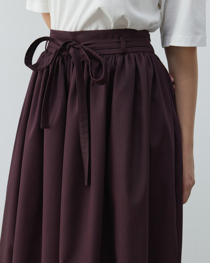 Paper Gabardin Glory Büzgülü Balon Etek Mürdüm - Aybikestil (1)