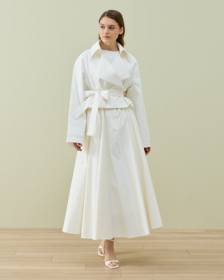 Paper Gabardin Kısa Trençkot Ekru - Aybikestil (1)