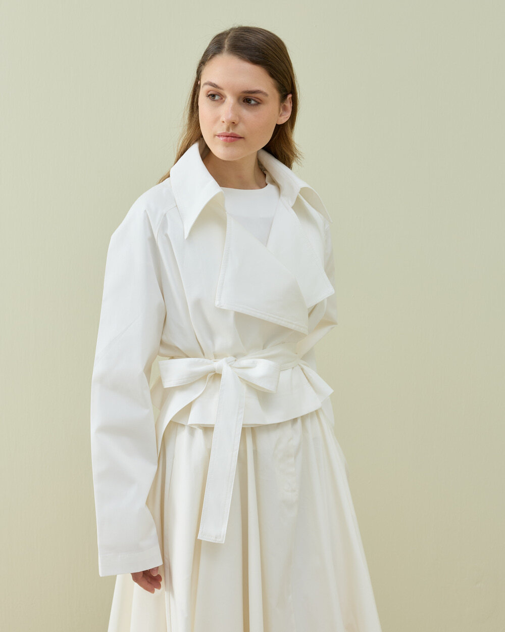 Paper Gabardin Kısa Trençkot Ekru - Aybikestil