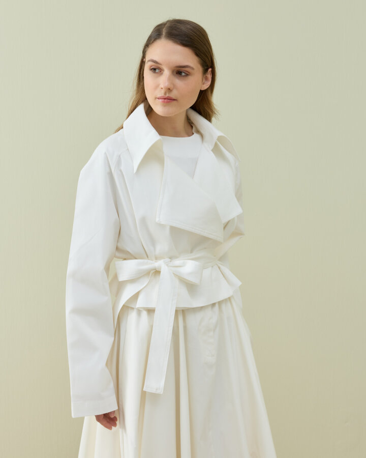 Paper Gabardin Kısa Trençkot Ekru - Aybikestil