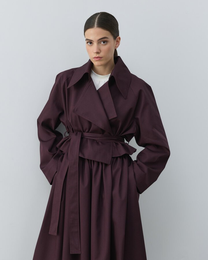 Paper Gabardin Kısa Trençkot Mürdüm - Aybikestil (1)