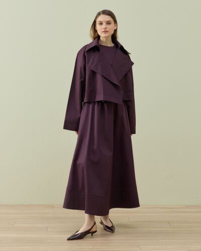 Paper Gabardin Kısa Trençkot Mürdüm - Aybikestil (1)