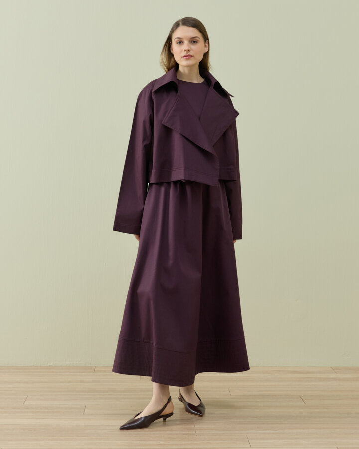 Paper Gabardin Kısa Trençkot Mürdüm - Aybikestil (1)