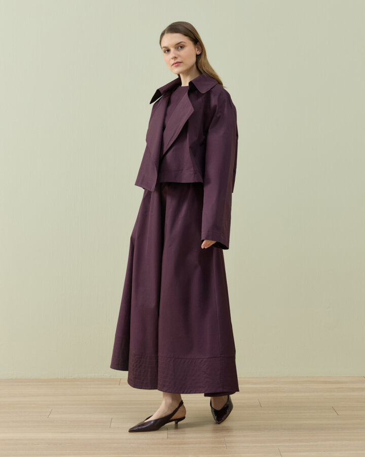 Paper Gabardin Kısa Trençkot Mürdüm - Aybikestil (1)