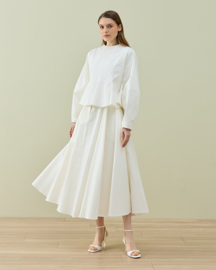 Paper Gabardin Kuplu Volanlı Peplum Kısa Bluz Ekru · 6