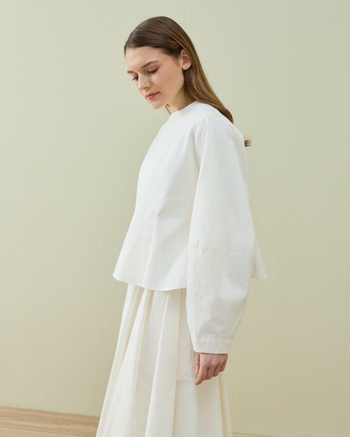 Paper Gabardin Kuplu Volanlı Peplum Kısa Bluz Ekru · 5
