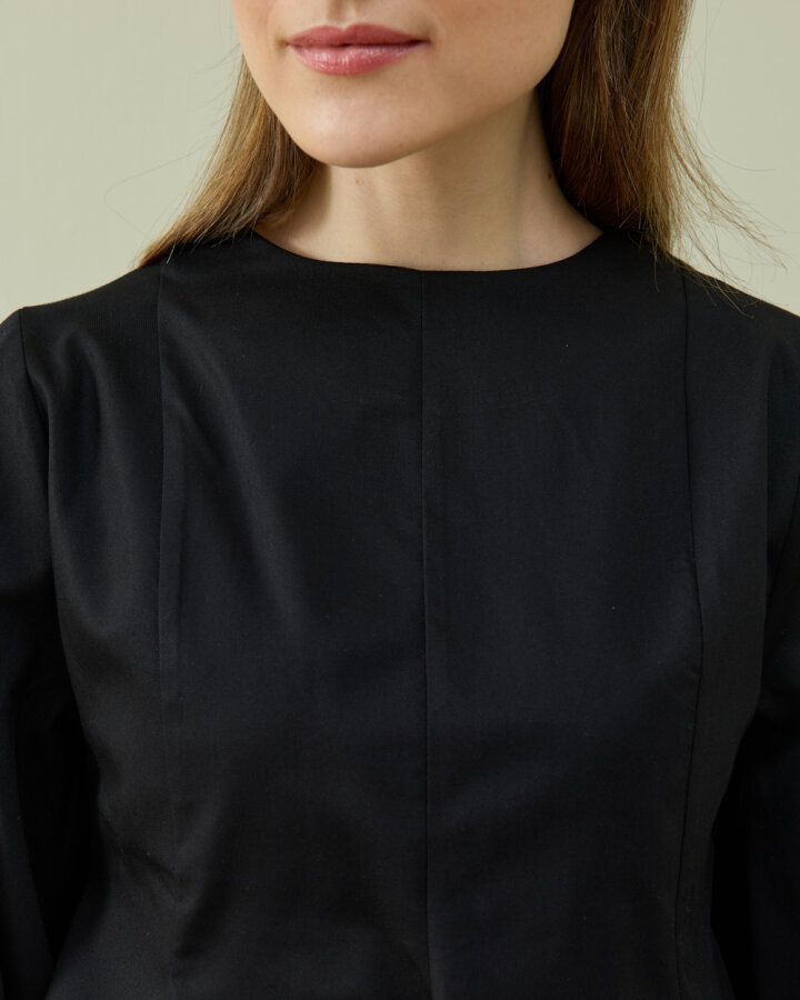 Paper Gabardin Kuplu Volanlı Peplum Kısa Bluz Siyah - Aybikestil (1)