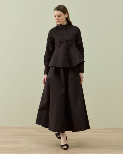 Paper Gabardin Nervür Detaylı Cepli Font Etek Acı Kahve - Aybikestil (1)