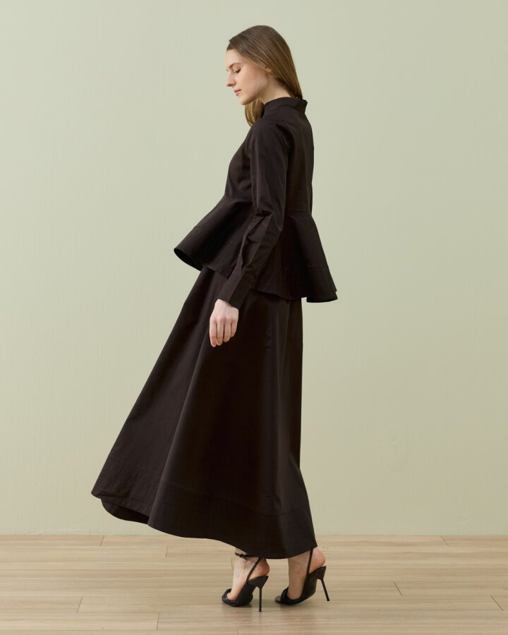 Paper Gabardin Nervür Detaylı Cepli Font Etek Acı Kahve - Aybikestil (1)