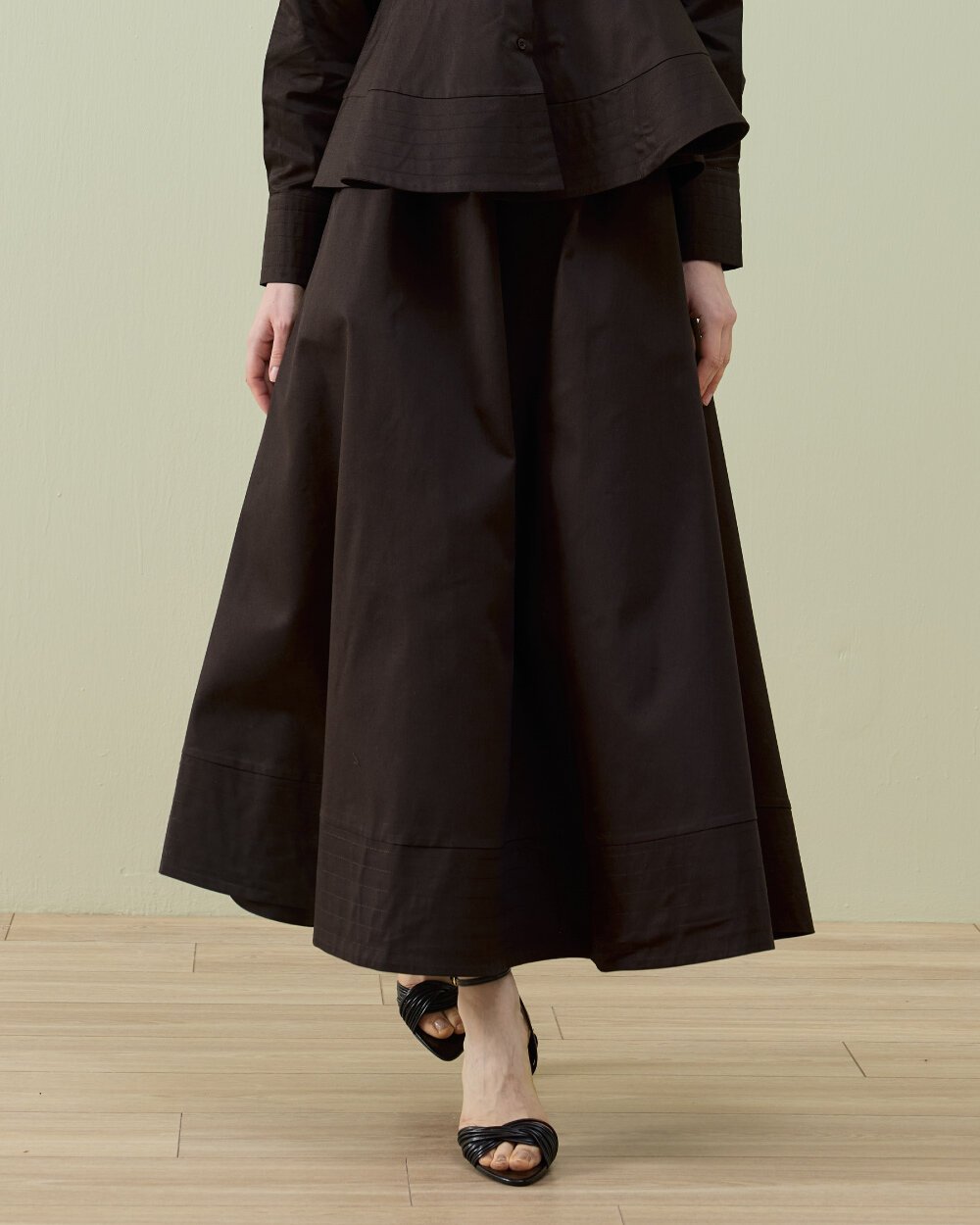 Paper Gabardin Nervür Detaylı Cepli Font Etek Acı Kahve - Aybikestil