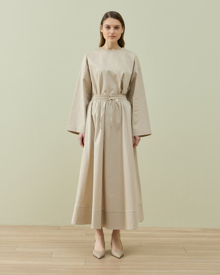 Paper Gabardin Nervür Detaylı Cepli Font Etek Bej - Aybikestil (1)