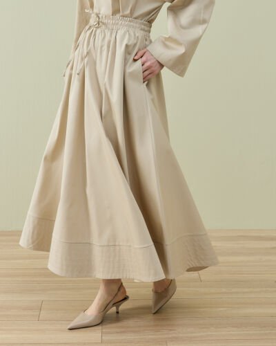 Paper Gabardin Nervür Detaylı Cepli Font Etek Bej 