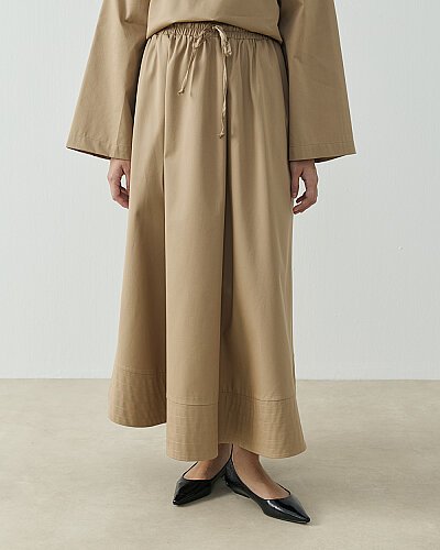 Paper Gabardin Nervür Detaylı Cepli Font Etek Camel 