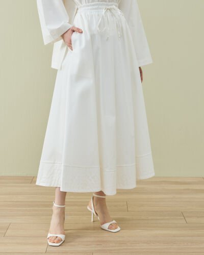 Paper Gabardin Nervür Detaylı Cepli Font Etek Ekru 