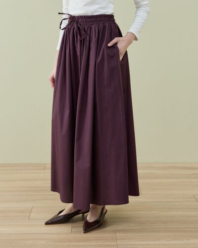 Paper Gabardin Nervür Detaylı Cepli Font Etek Mürdüm 