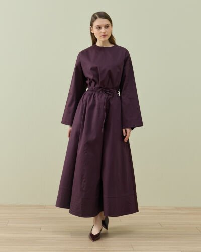 Paper Gabardin Nervür Detaylı Cepli Font Etek Mürdüm - Aybikestil (1)