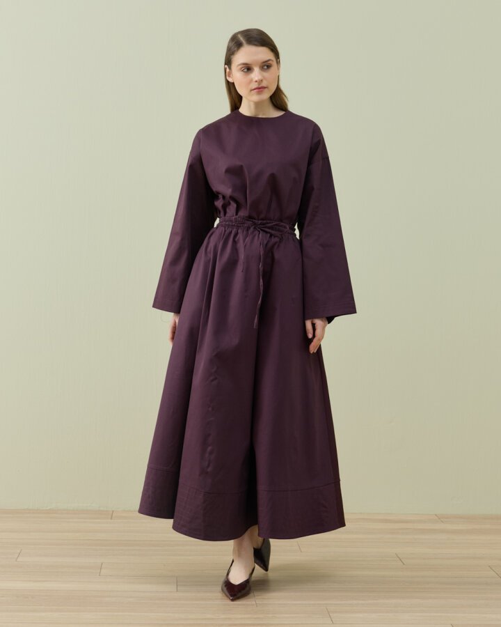 Paper Gabardin Nervür Detaylı Cepli Font Etek Mürdüm - Aybikestil (1)