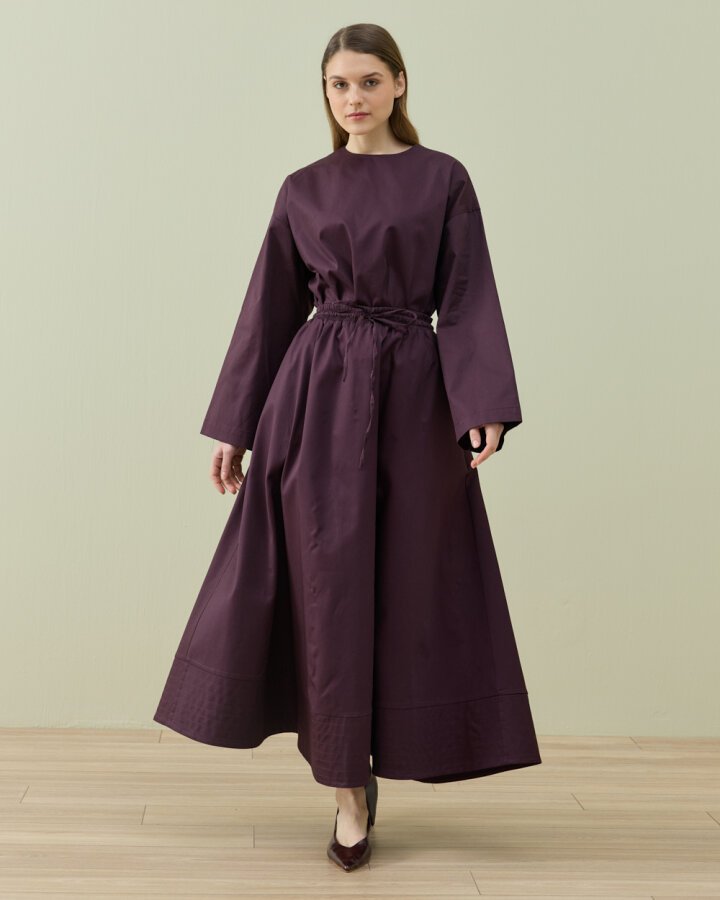 Paper Gabardin Nervür Detaylı Cepli Font Etek Mürdüm - Aybikestil (1)