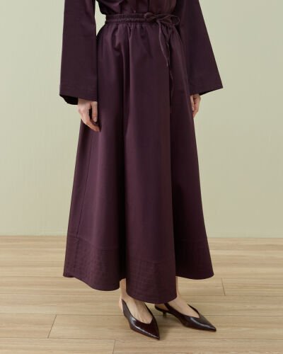 Paper Gabardin Nervür Detaylı Cepli Font Etek Mürdüm 