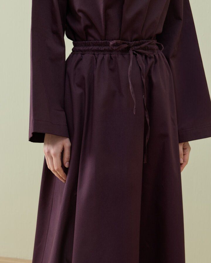 Paper Gabardin Nervür Detaylı Cepli Font Etek Mürdüm - Aybikestil (1)