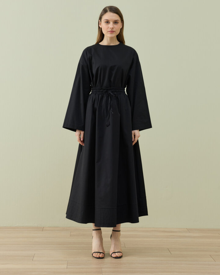 Paper Gabardin Nervür Detaylı Cepli Font Etek Siyah - Aybikestil (1)