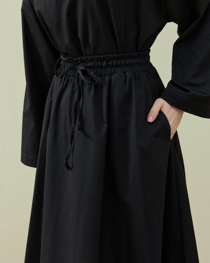 Paper Gabardin Nervür Detaylı Cepli Font Etek Siyah - Aybikestil (1)