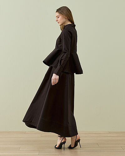 Paper Gabardin Nervürlü Kuplu Font Gömlek Acı Kahve - Aybikestil (1)