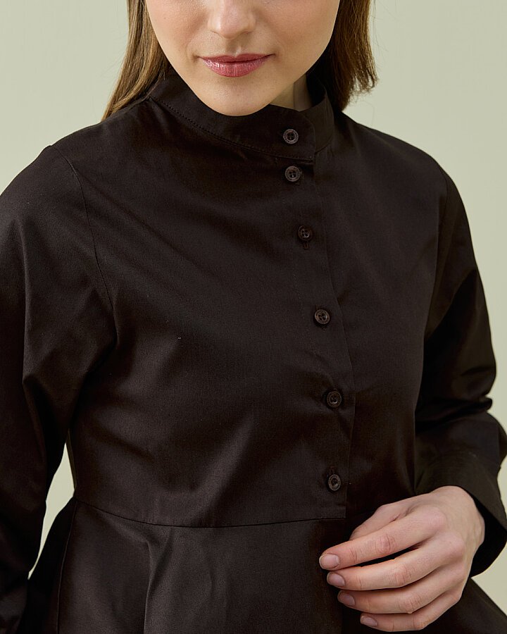 Paper Gabardin Nervürlü Kuplu Font Gömlek Acı Kahve - Aybikestil (1)