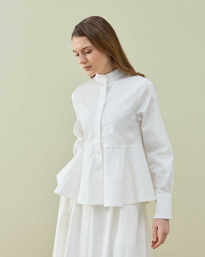 Paper Gabardin Nervürlü Kuplu Font Gömlek Ekru - Aybikestil (1)