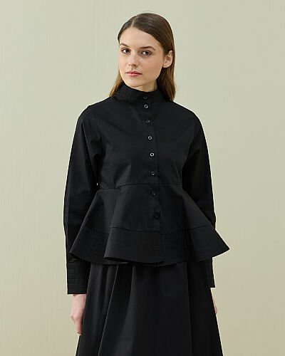 Paper Gabardin Nervürlü Kuplu Font Gömlek Siyah 