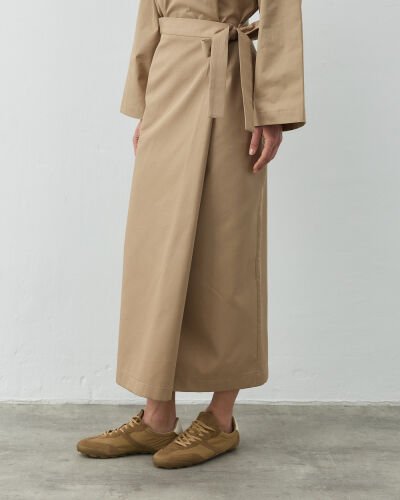 Paper Gabardin Önden Kapaklı Bağlamalı Etek Camel 