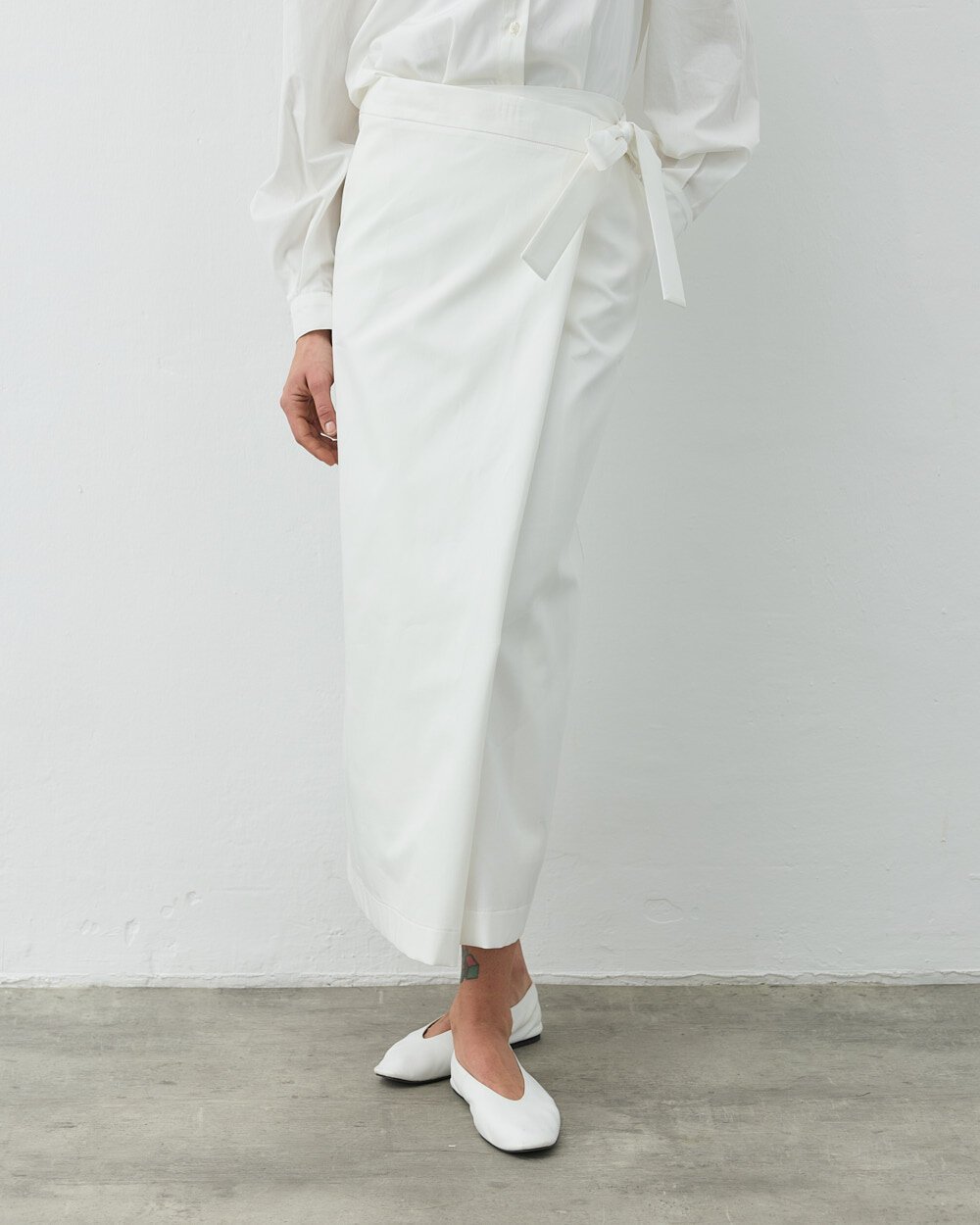 Paper Gabardin Önden Kapaklı Bağlamalı Etek Ekru - Aybikestil