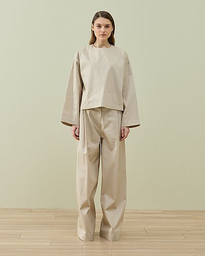 Paper Gabardin Pantolonlu Takım Bej 