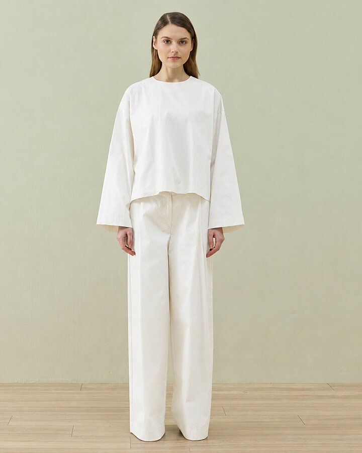 Paper Gabardin Pantolonlu Takım Ekru