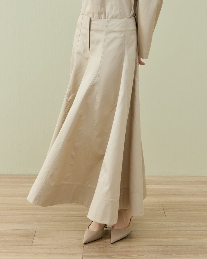 Paper Gabardin Çok Parçalı Pervazlı Etek Bej - Aybikestil (1)