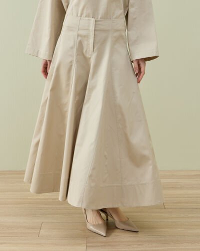 Paper Gabardin Çok Parçalı Pervazlı Etek Bej 