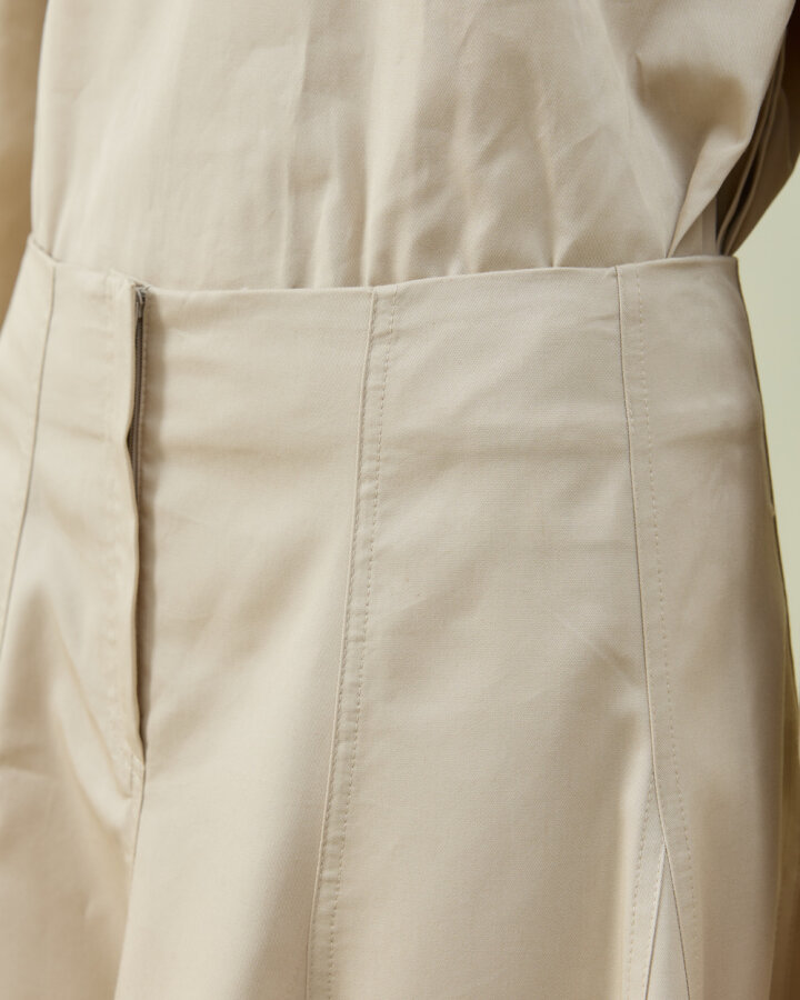 Paper Gabardin Çok Parçalı Pervazlı Etek Bej - Aybikestil (1)