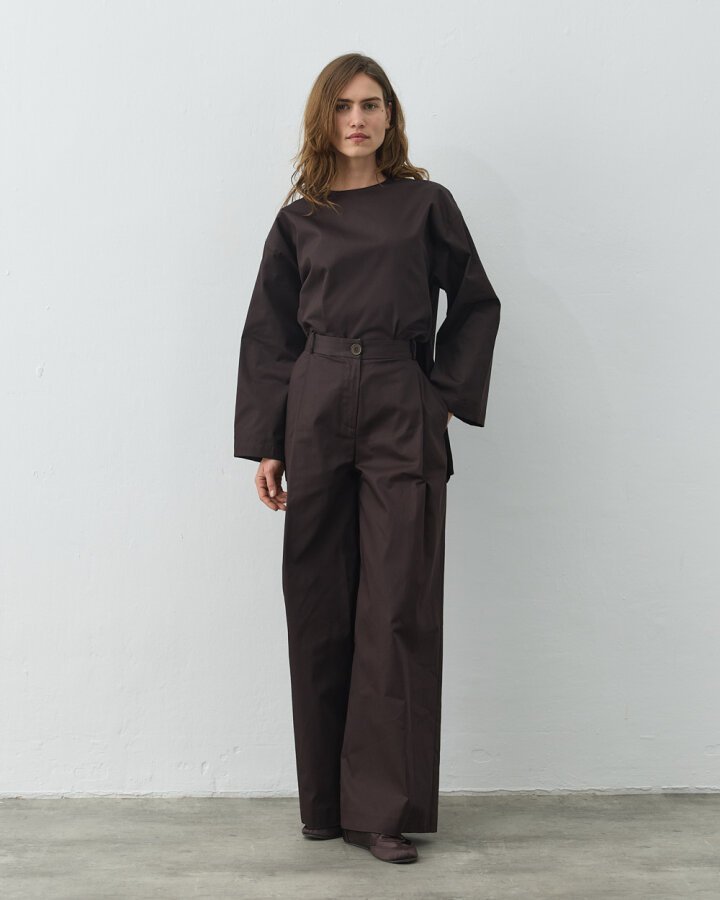 Paper Gabardin Tek Pileli Wide Leg Pantolon Acı Kahve - Aybikestil (1)