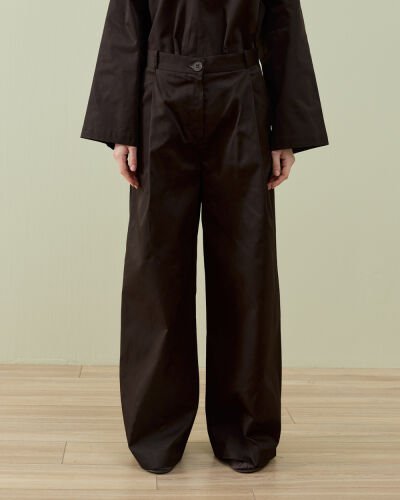 Paper Gabardin Tek Pileli Wide Leg Pantolon Acı Kahve - Aybikestil