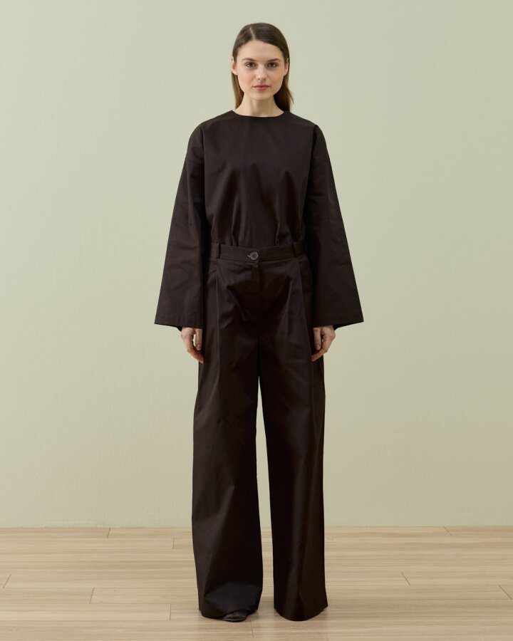 Paper Gabardin Tek Pileli Wide Leg Pantolon Acı Kahve · 6