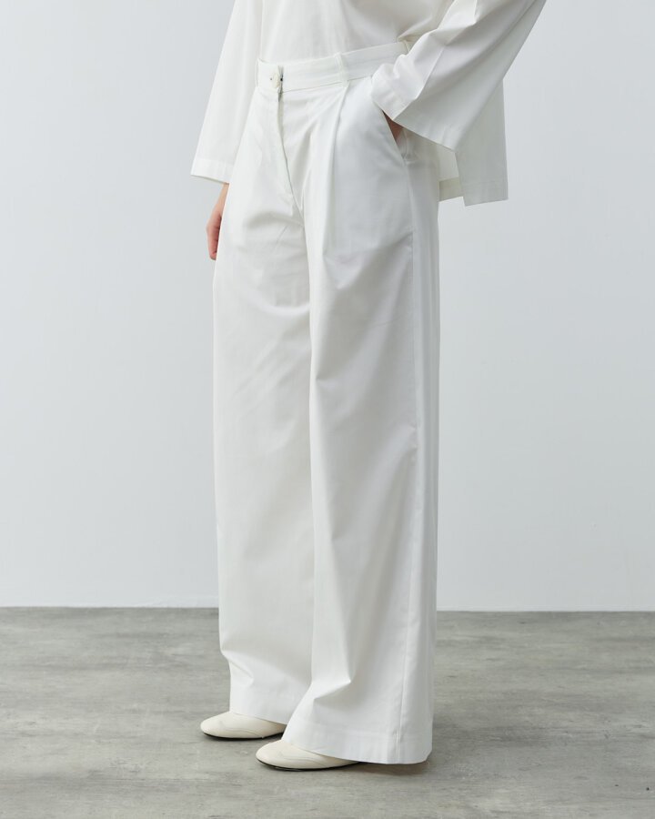 Paper Gabardin Tek Pileli Wide Leg Pantolon Ekru - Aybikestil (1)
