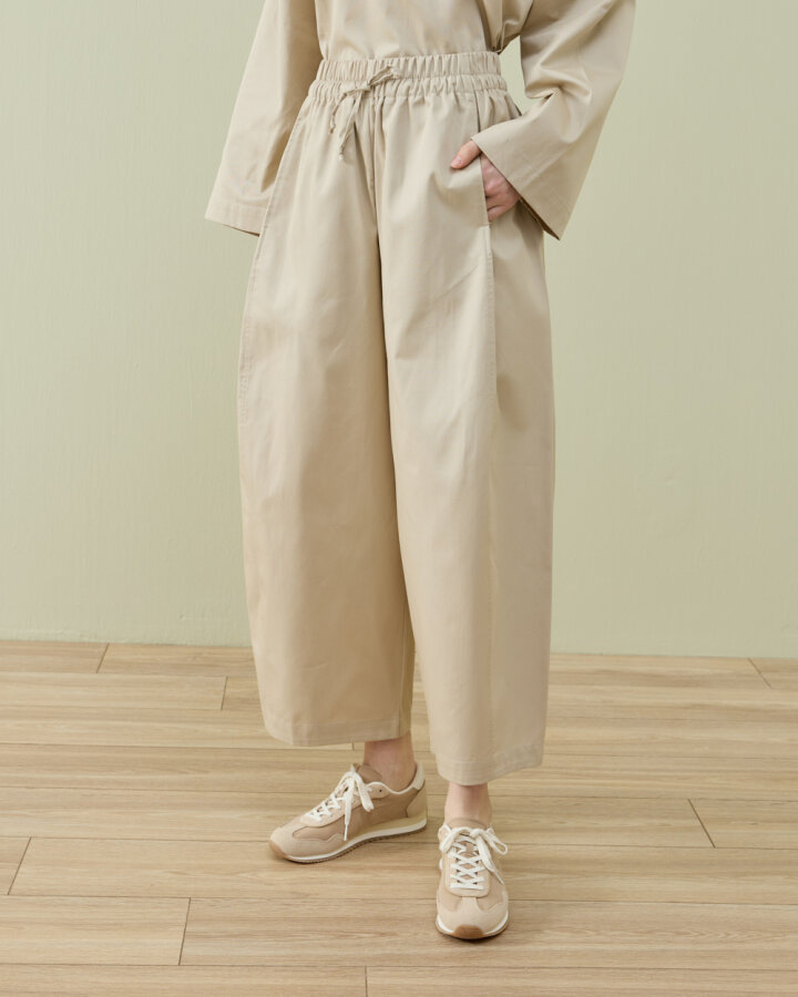 Paper Gabardin Yanı Ekli Ekstra Barrel Fit Bol Pantolon Bej - Aybikestil